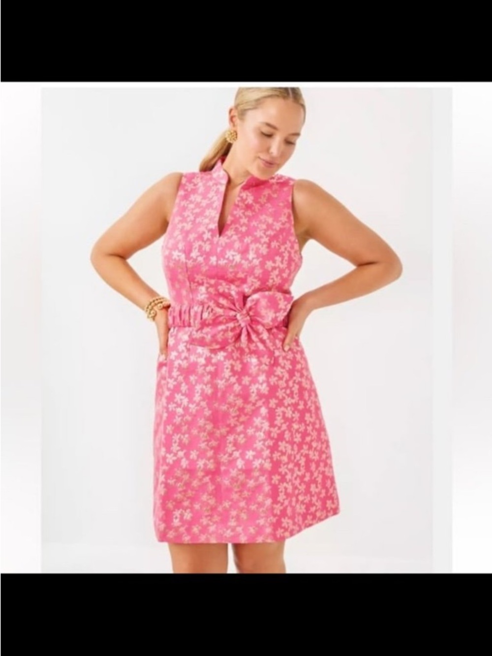 Lilly Pulitzer Pink Floral Bow-Waist Mini Dress